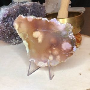 Gorgeous Rainbow Aura Flower Agate Slab